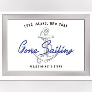 Long Island, New York Gone Sailing Framed Wall Art With Hanging Hardware On Back